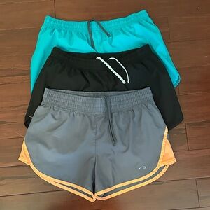 Champion Women's Athletic Shorts - Teal, Black, Gray with Orange Trim